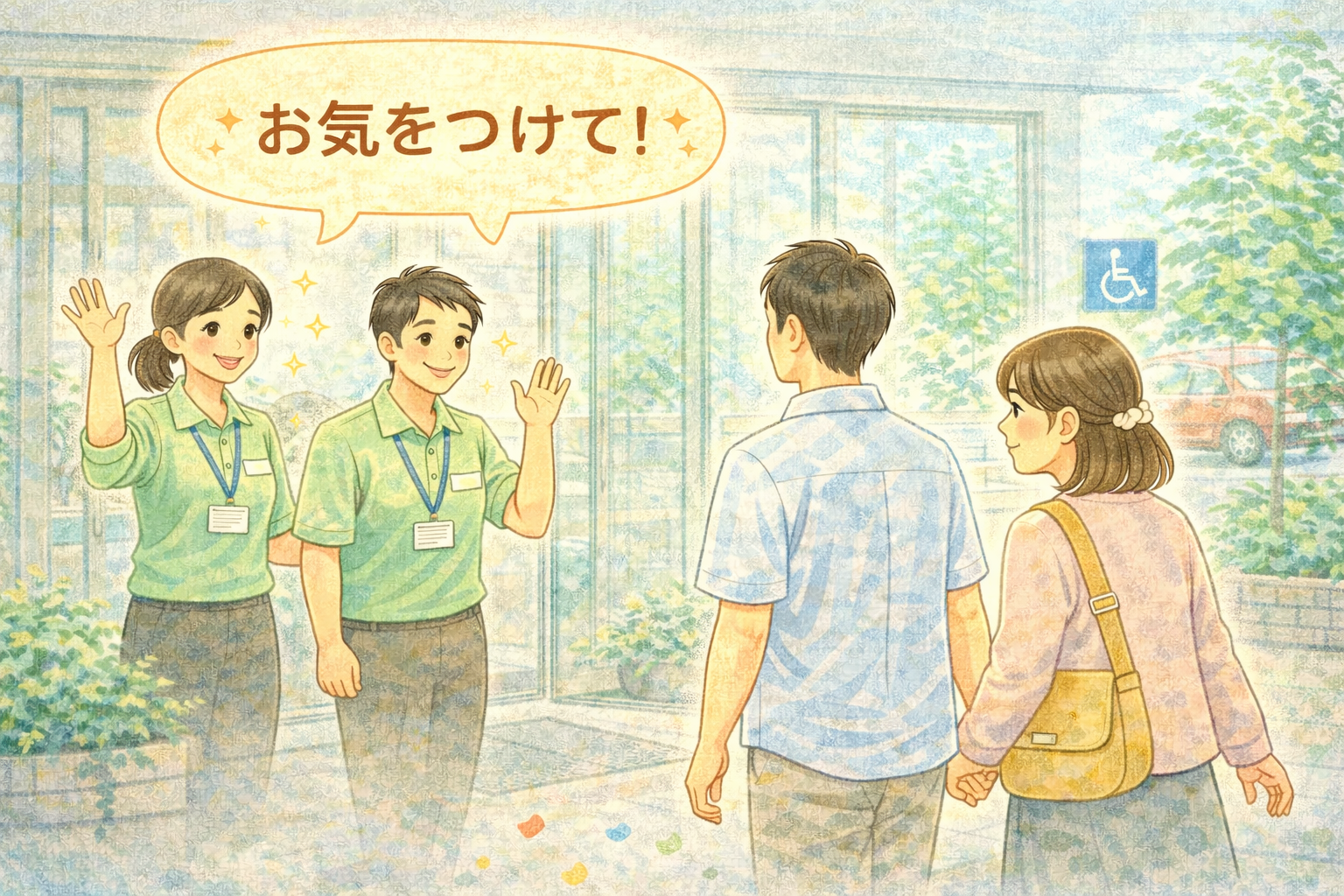 就労継続支援B型の送迎と在宅利用のイラスト